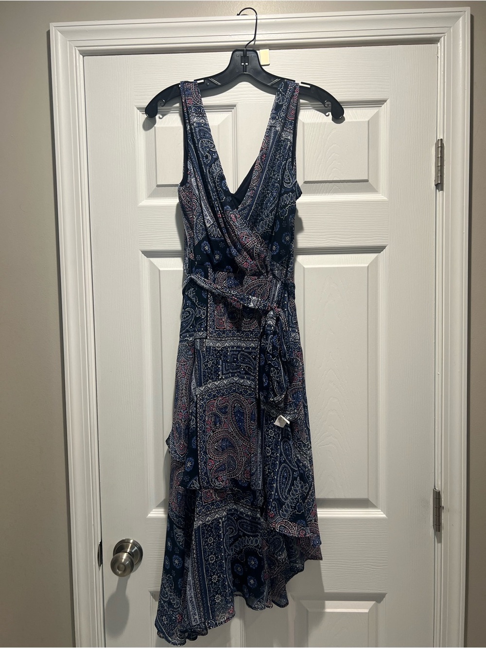 Tommy Hilfiger Navy Paisley Asymmetrical Wrap Dress
